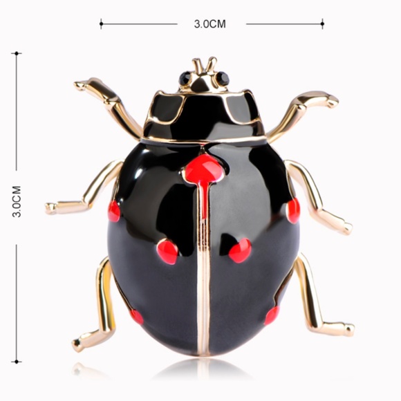 NWT Gold Black Red Ladybug Cute Pin Brooch - Picture 3 of 4